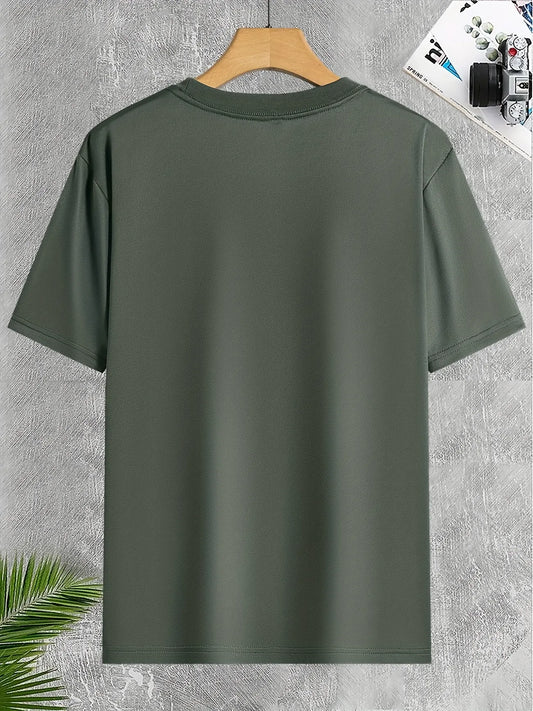 Mens Sticker Printed T-Shirt MMSPS83 - Olive Green