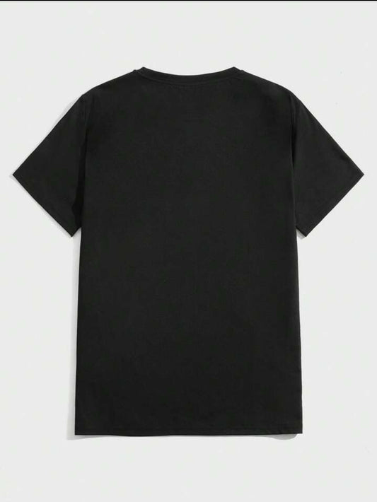 Mens Sticker Printed T-Shirt MMSPS203 - Black